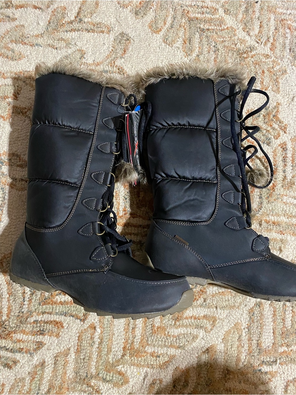 ZeroXposur Black Faux-Fur Lace-Up Winter Boots